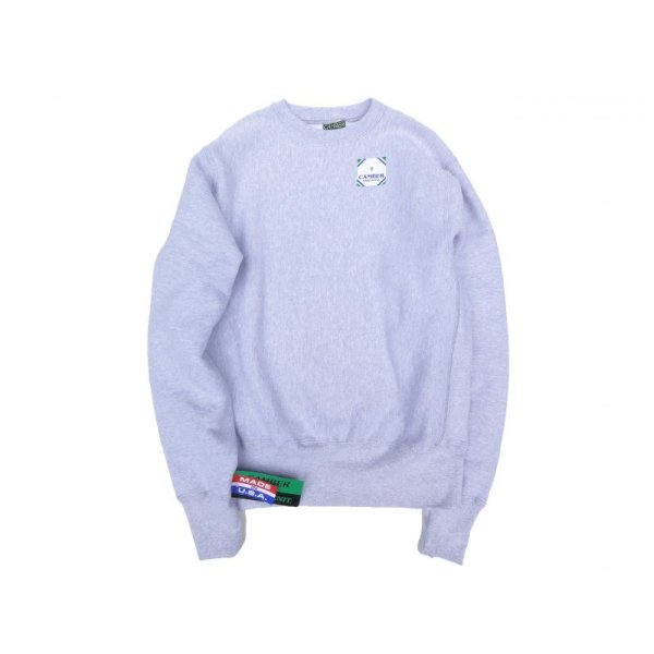 画像1: CAMBER (キャンバー) CROSS KNIT CREW NECK グレー