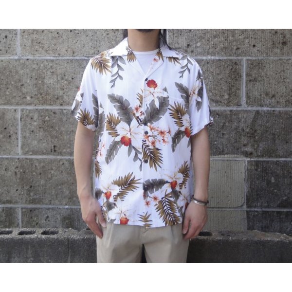 画像1: TWO PALMS (トゥーパームス) S/S Hawaiian Shirt HAWAIIAN ORCHID ホワイト