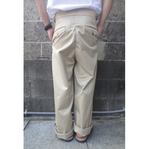 他の写真3: RICCARDO METHA (リカルドメッサ) 2TUCK BELTLESS TROUSERS カーキ