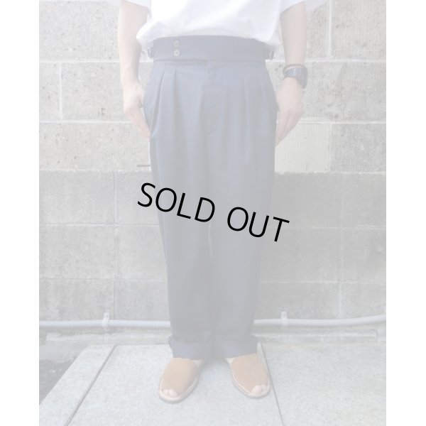 画像1: RICCARDO METHA (リカルドメッサ) 2TUCK BELTLESS TROUSERS  ネイビー