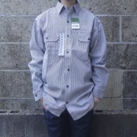 KEY (キー) Long Sleeve Button Front Logger Shirt ヒッコリーストライプ