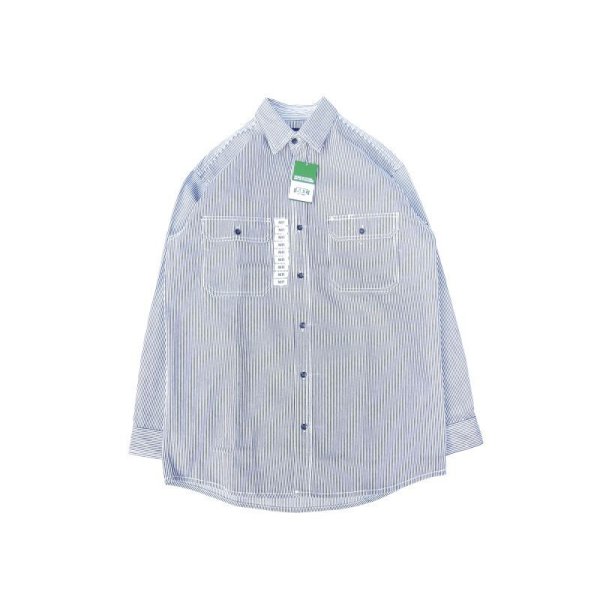 画像1: KEY (キー) Long Sleeve Button Front Logger Shirt ヒッコリーストライプ