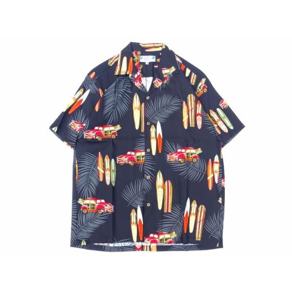 画像1: TWO PALMS (トゥーパームス) S/S Hawaiian Shirt / Rayon WOODY ブラック