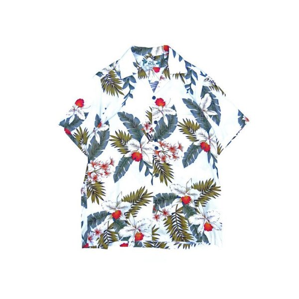 画像1: TWO PALMS (トゥーパームス) S/S Hawaiian Shirt HAWAIIAN ORCHID ホワイト