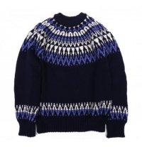 GUERNSEY WOOLLENS (ガンジーウーレンズ) ICELANDIC CREW NECK PULL OVER ネイビー