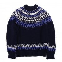 GUERNSEY WOOLLENS (ガンジーウーレンズ) ICELANDIC CREW NECK PULL OVER ネイビー