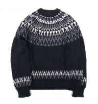 GUERNSEY WOOLLENS （ガンジーウーレンズ) ICELANDIC CREW NECK PULL OVER チャコール