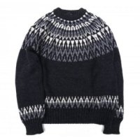 GUERNSEY WOOLLENS （ガンジーウーレンズ) ICELANDIC CREW NECK PULL OVER チャコール