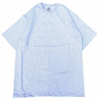 CalCru (カルクルー) 5.5oz Adult 1/16 microstripe T-shirt アッシュ/ホワイト