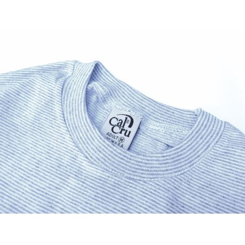 他の写真3: CalCru (カルクルー) 5.5oz Adult 1/16 microstripe T-shirt アッシュ/ホワイト