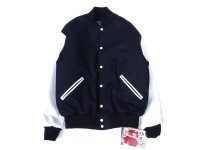 GAME SPORTSWEAR (ゲームスポーツウェア) Varsity Wool Leather Jacket ダークネイビー