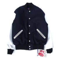 GAME SPORTSWEAR (ゲームスポーツウェア) Varsity Wool Leather Jacket ダークネイビー