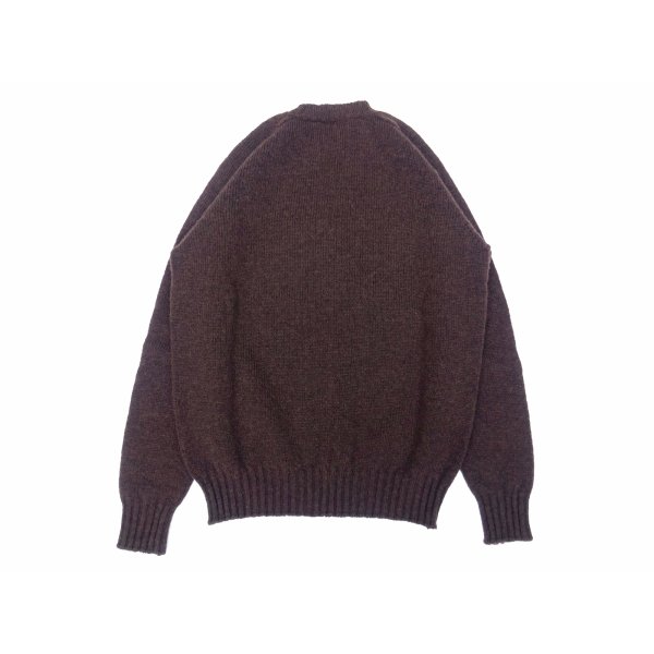 画像2: Jamieson’s (ジャミーソンズ) Plain Saddle Shoulder crew neck ミディアムブラウン