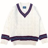 DULYN KNITWEAR (デュリンニットウェア) CRIKET P/O SWEATER アラン/バーガンディー/グレー