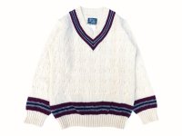 DULYN KNITWEAR (デュリンニットウェア) CRIKET P/O SWEATER アラン/バーガンディー/グレー