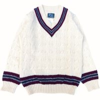 DULYN KNITWEAR (デュリンニットウェア) CRIKET P/O SWEATER アラン/バーガンディー/グレー