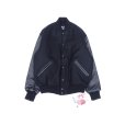 画像1: GAME SPORTSWEAR (ゲームスポーツウェア) Varsity Wool Leather Jacket ブラック×ブラック (1)