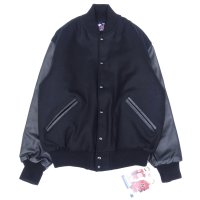 GAME SPORTSWEAR (ゲームスポーツウェア) Varsity Wool Leather Jacket ブラック×ブラック