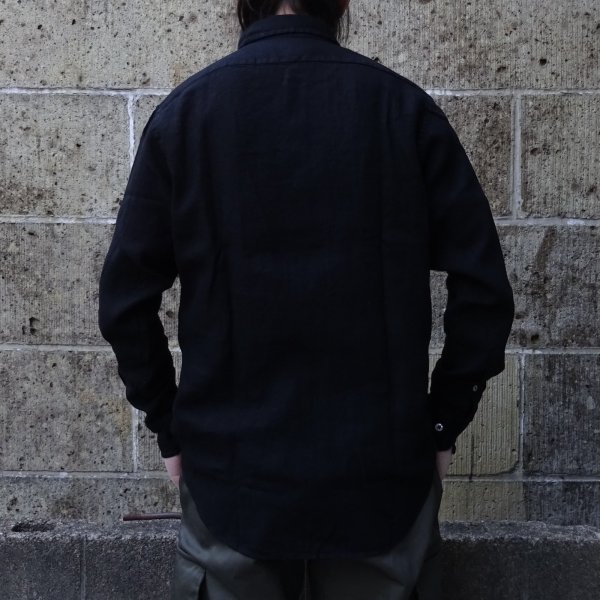 画像6: GAMBERT SHIRT (ギャンバートシャツ) LINEN DYED REG COLLAR SHIRT with 2 POCKETS ブラック