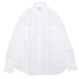 GAMBERT SHIRT (ギャンバートシャツ) LINEN DYED REG COLLAR SHIRT with 2 POCKETS ホワイト