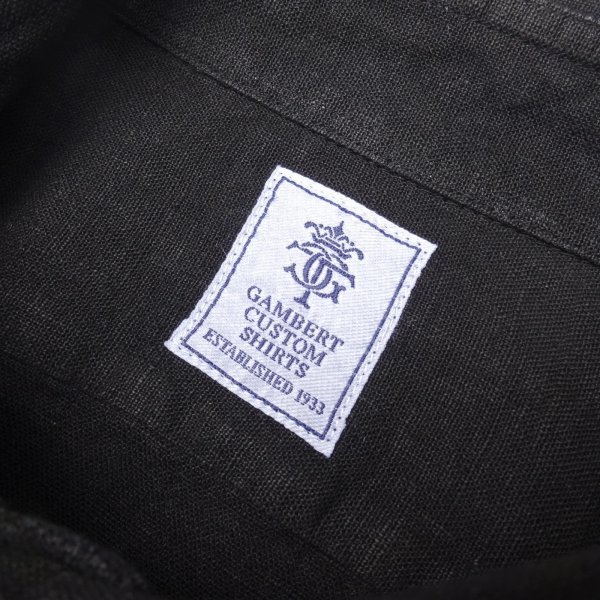 画像3: GAMBERT SHIRT (ギャンバートシャツ) LINEN DYED REG COLLAR SHIRT with 2 POCKETS ブラック
