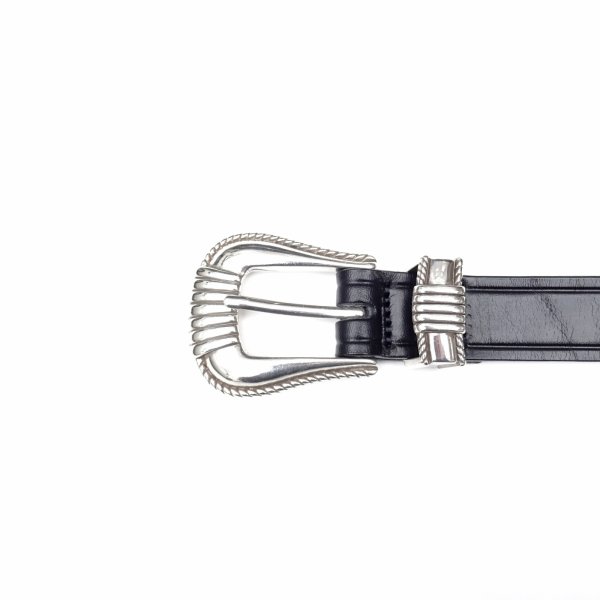画像3: TORY LEATHER (トリーレザー) 1inch Silver Buckle Set Belt ブラック / ニッケル