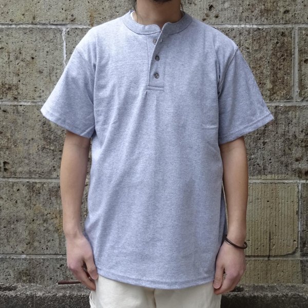 画像1: CalCru (カルクルー) 3 Button 7.2 oz Henley ヘザーグレー