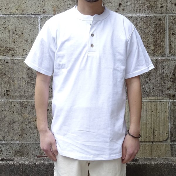 画像1: CalCru (カルクルー) 3 Button 7.2 oz Henley ホワイト