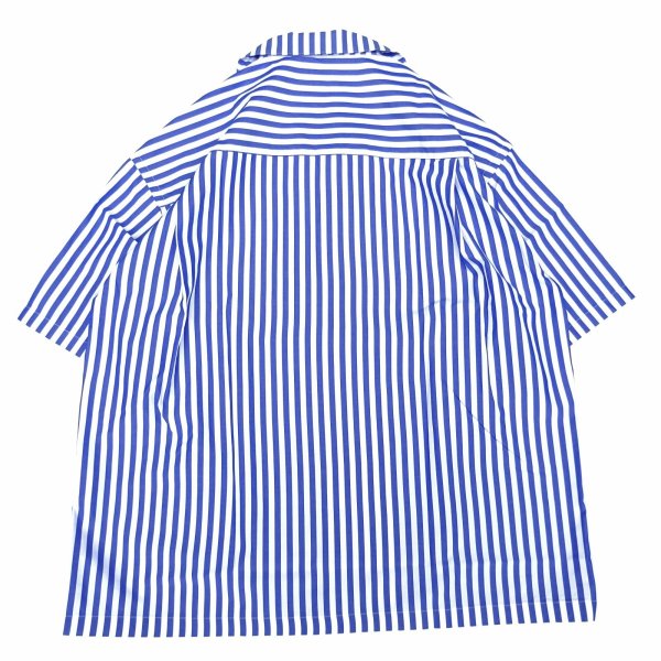 画像2: SERO (セロ) SHORT SLEEVE OPEN COLLAR STRIPE ブルー×ホワイト