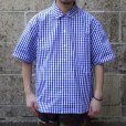 画像2: SERO (セロ) SHORT SLEEVE OPEN COLLAR GINGHAM ブルー×ホワイト (2)