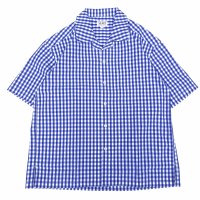 SERO (セロ) SHORT SLEEVE OPEN COLLAR GINGHAM ブルー×ホワイト
