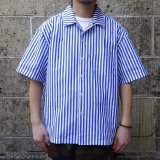 SERO (セロ) SHORT SLEEVE OPEN COLLAR STRIPE ブルー×ホワイト