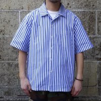 SERO (セロ) SHORT SLEEVE OPEN COLLAR STRIPE ブルー×ホワイト