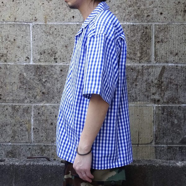 画像6: SERO (セロ) SHORT SLEEVE OPEN COLLAR GINGHAM ブルー×ホワイト