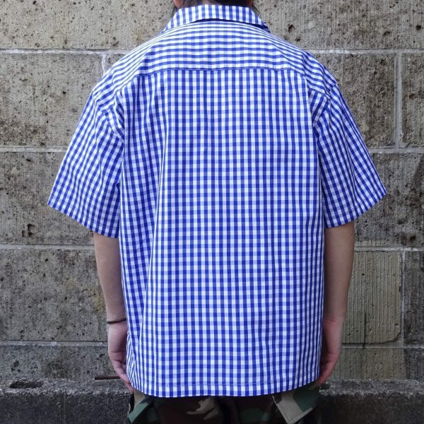 画像7: SERO (セロ) SHORT SLEEVE OPEN COLLAR GINGHAM ブルー×ホワイト