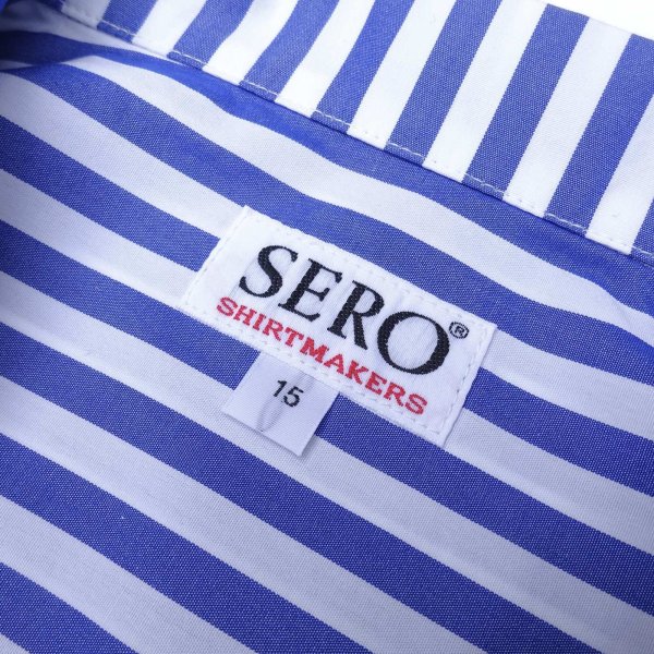 画像3: SERO (セロ) SHORT SLEEVE OPEN COLLAR STRIPE ブルー×ホワイト