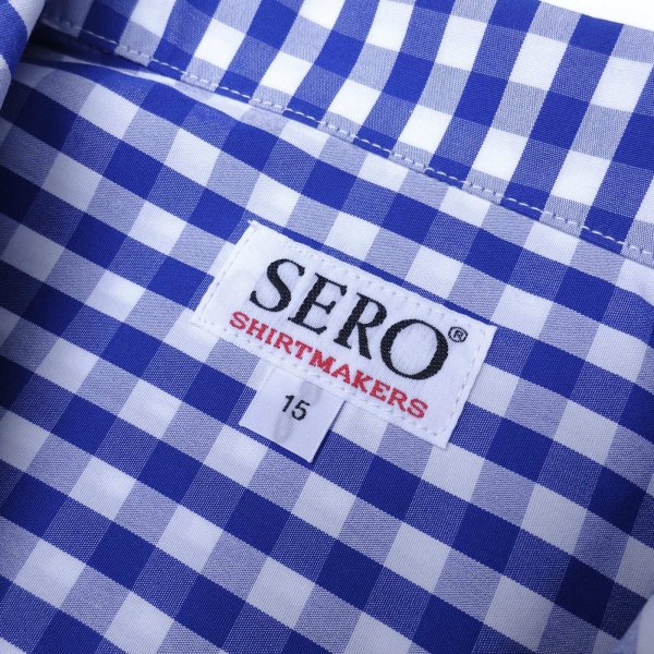 画像3: SERO (セロ) SHORT SLEEVE OPEN COLLAR GINGHAM ブルー×ホワイト