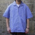 画像1: SERO (セロ) SHORT SLEEVE OPEN COLLAR GINGHAM ブルー×ホワイト (1)