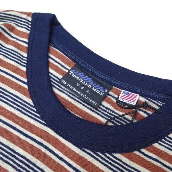画像3: THOUSAND MILE (サウザンドマイル) SHORT SLEEVE MULTI BORDER T-SHIRT 茶×薄茶×紺