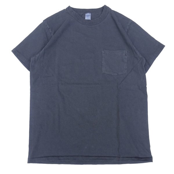 画像1: VELVASHEEN (ベルバシーン) 14/1 (PIGMENT) S/S C/N TEE W/PKT ブラック