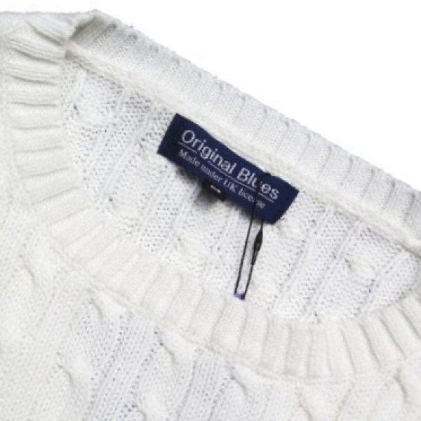 画像3: Original Blues (オリジナルブルース) CABLE CREWNECK ホワイト 