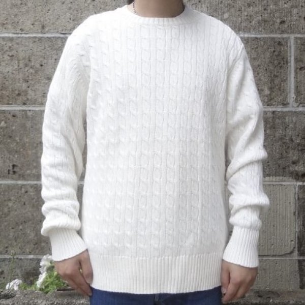 画像4: Original Blues (オリジナルブルース) CABLE CREWNECK ホワイト 