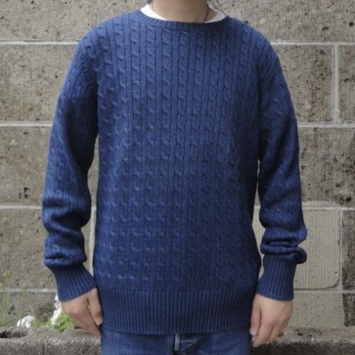 他の写真1: Original Blues (オリジナルブルース) CABLE CREWNECK ダークネイビー 