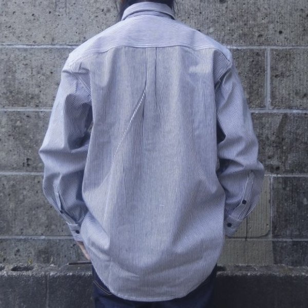 画像11: KEY (キー) Long Sleeve Zip Front Logger Shirt ヒッコリーストライプ