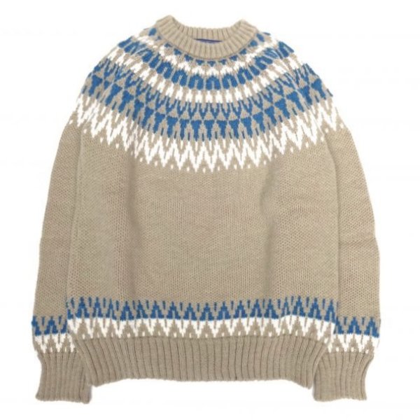 画像1: GUERNSEY WOOLLENS (ガンジーウーレンズ) ICEMAN CREW NECK ベージュ