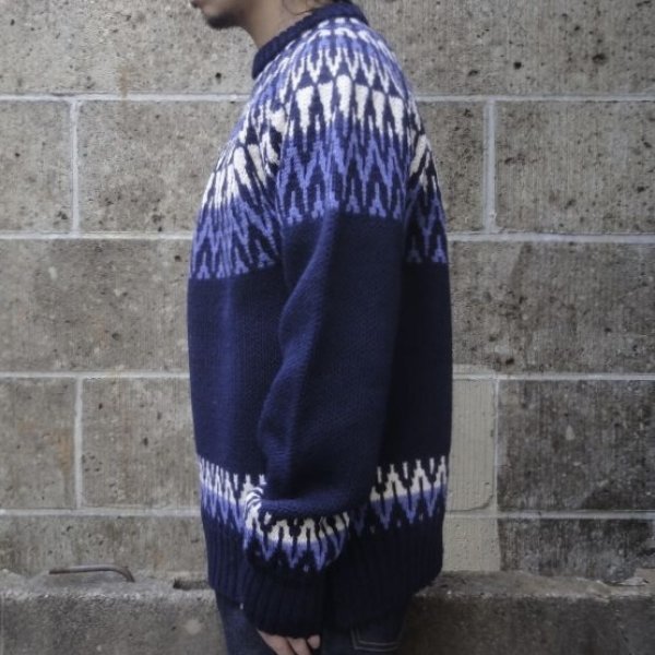 画像5: GUERNSEY WOOLLENS (ガンジーウーレンズ) ICELANDIC CREW NECK PULL OVER ネイビー