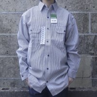 KEY (キー) Long Sleeve Button Front Logger Shirt ヒッコリーストライプ