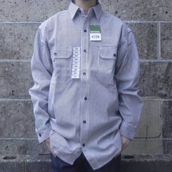 画像7: KEY (キー) Long Sleeve Button Front Logger Shirt ヒッコリーストライプ