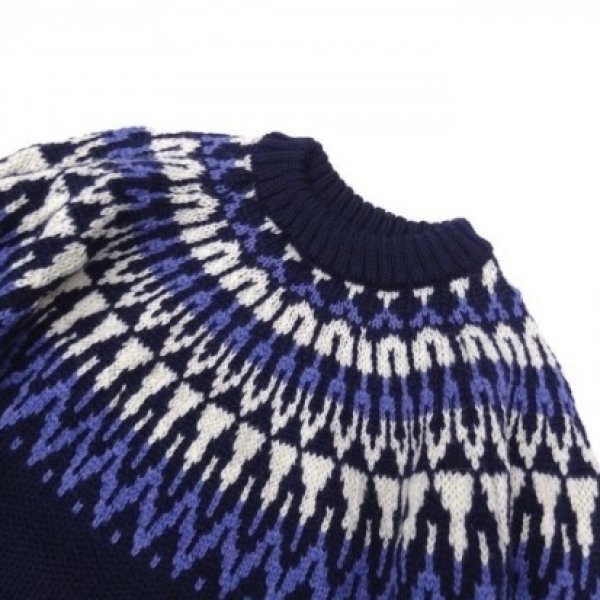 画像3: GUERNSEY WOOLLENS (ガンジーウーレンズ) ICELANDIC CREW NECK PULL OVER ネイビー