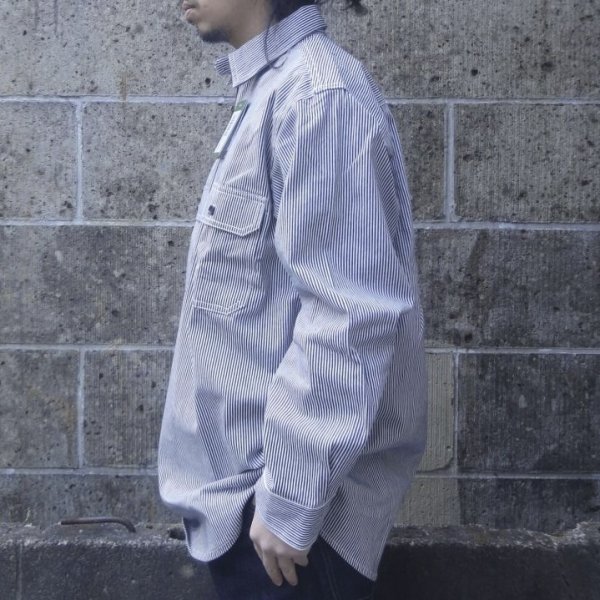 画像10: KEY (キー) Long Sleeve Zip Front Logger Shirt ヒッコリーストライプ